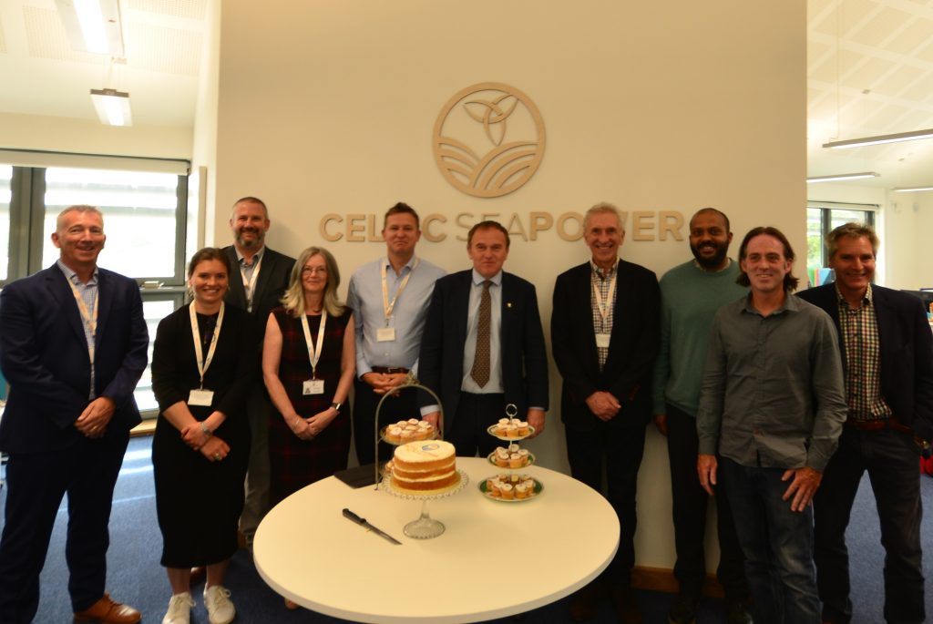 Photo of the team with George Eustice at Celtic Sea Power official launch