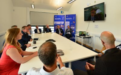 Photo of local wind developers listening to Greg Hands